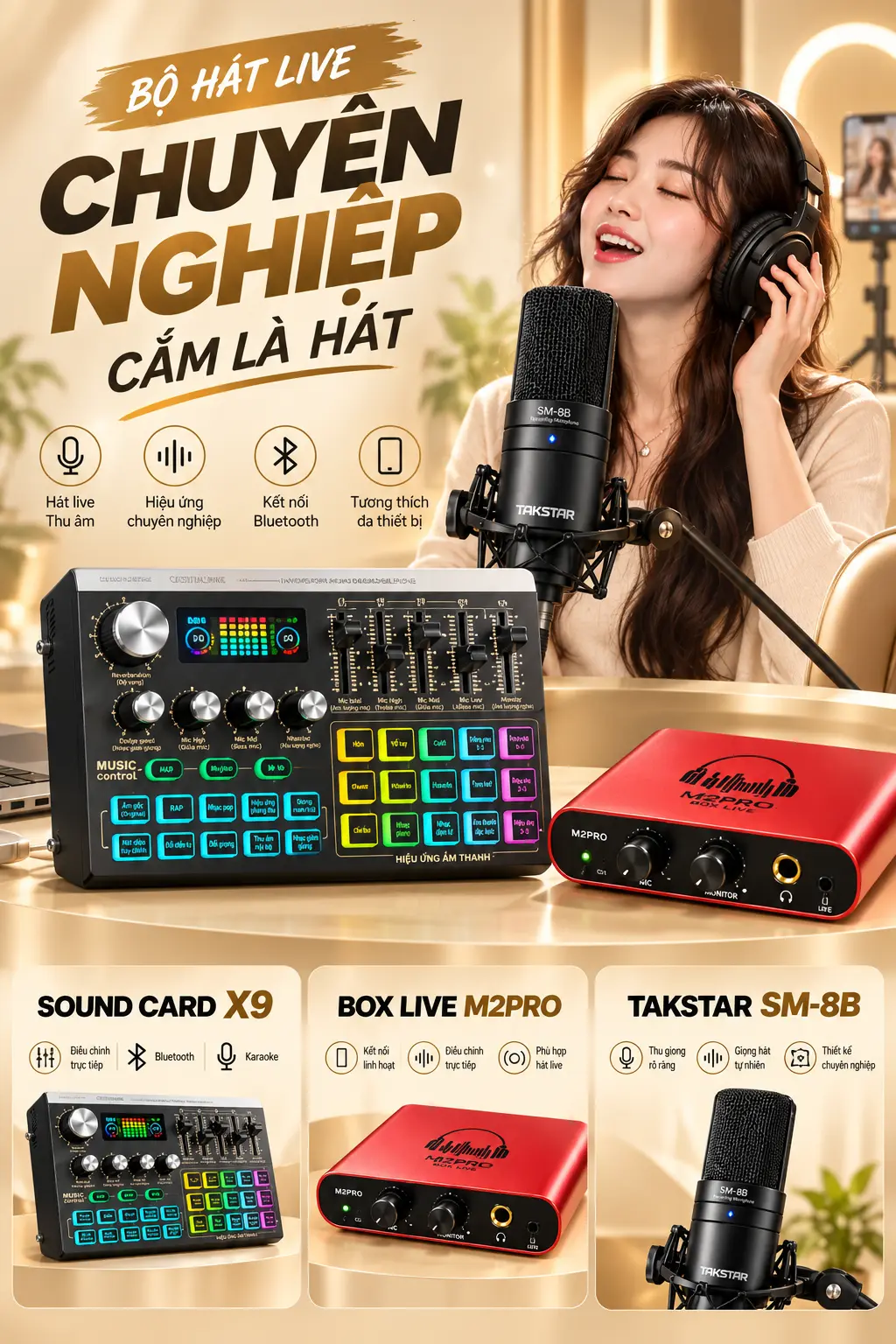 Bộ hát live chuyên nghiệp Soundcard X9 Pro